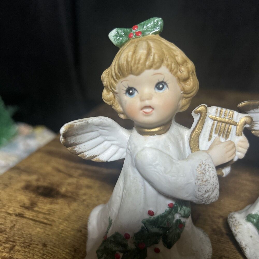 Homco Christmas Angels Instruments Vintage Taiwan Harp Accordion Mandolin - Picture 10 of 12